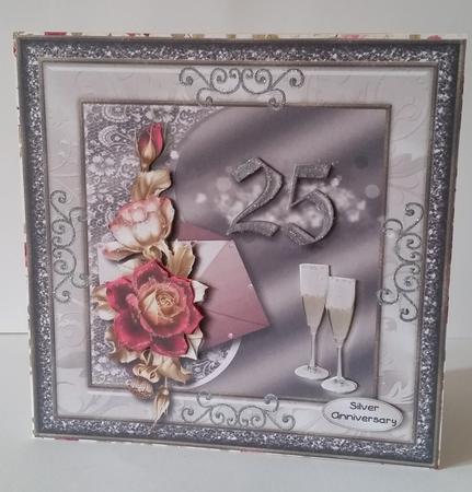 25th Silver Anniversary Card Topper by Mary Brunton