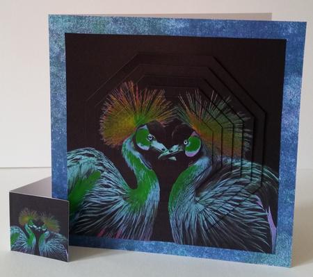 Fantasy Spectrum - Birds - Beautiful Cranes Heart 2 + Tag + by Mary Brunton
