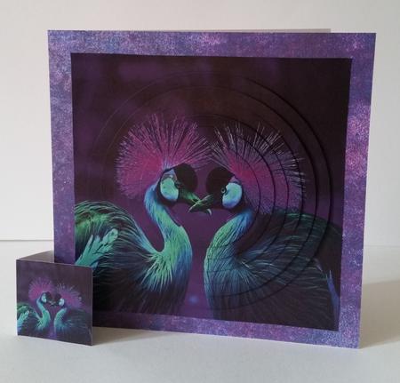 Fantasy Spectrum - Birds - Beautiful Cranes Heart + Tag + by Mary Brunton