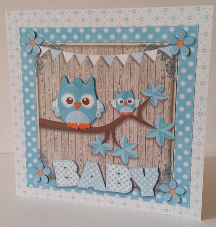 Baby Boy Owl 8x8 by Mary Brunton
