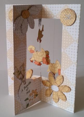 Yellow Ducky Baby Star Dangle Card by Mary Brunton