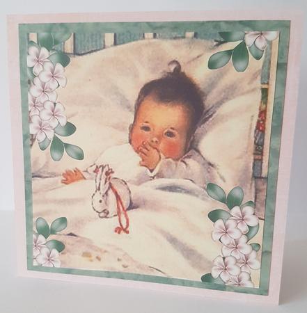 Gorgeous Vintage Baby Boy Sucking His Thumb 8x8 by Mary Brunton