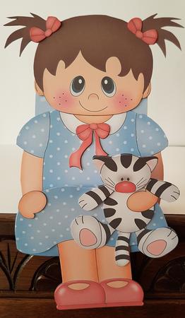 3D on the Shelf Card Kit - Little Toddler Girl Opal's Cat by Mary Brunton
