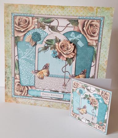 Cute Tags and Roses Card Topper 855 by Mary Brunton