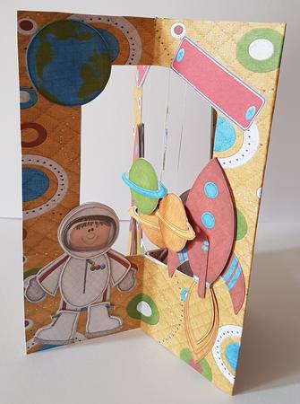 Spaced Out Star Dangle Birthday Card by Mary Brunton