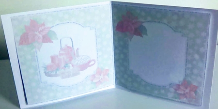 Christmas Treats 6: Candles/Poinsettias 5 x 5 Card Insert with Green/White Snowflake Background by Mary Lynn Cox
