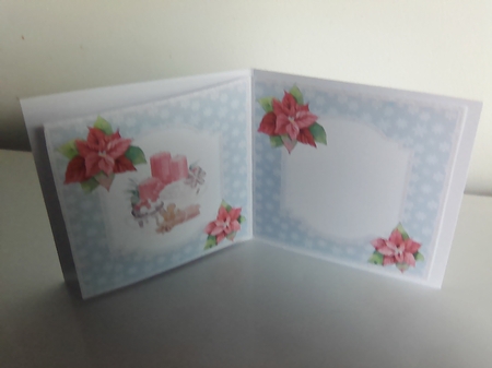 Christmas Treats 15: Red Candles & Poinsettias 5 x 5 Blank Card Insert with Snowflakes Background by Mary Lynn Cox