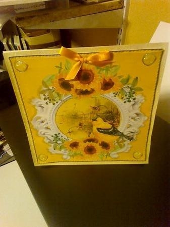 3 Yellow sunflower and bird card front/toppers 3 by Mary Lynn Cox