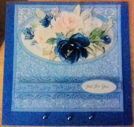 Beautiful Blue Oval and Lace  by Mary Lynn Cox