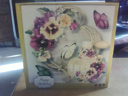 Perfume Bottle On Golden Frame - Muted Blooms 8x8 by Mary Lynn Cox