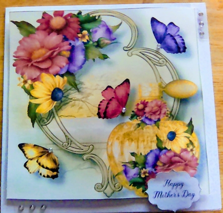 Perfume Bottle On Golden Frame - Summer Blooms 8x8 by Mary Lynn Cox