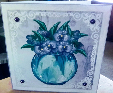 3 Purple floral arrangement card front/toppers 3 by Mary Lynn Cox