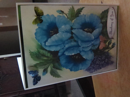 2 Pretty toppers of A5 blue flowers (two) by Mary Lynn Cox