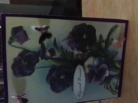 2 Pretty toppers of A5 lilac and purple pansies (two) by Mary Lynn Cox