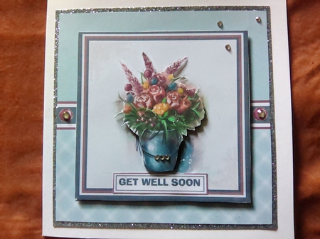 6X6 Bucket of Flowers Card Front, Topper, Decoupage & Sentiments  by Mary Lynn Cox