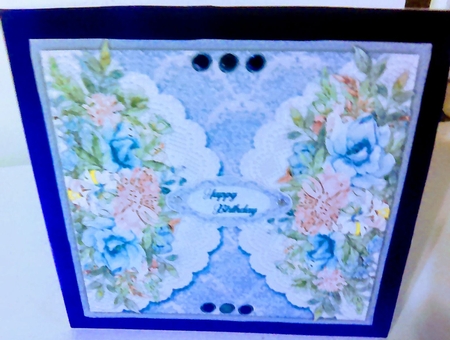 7x7, Beautiful Blue and Blush Roses by Mary Lynn Cox