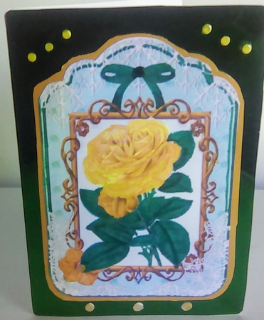 2 pretty yellow rose on lace /bow topper with verse by Mary Lynn Cox