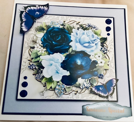8x8 Mini Kit, Beautiful Lace and Blue Roses by Mary Lynn Cox