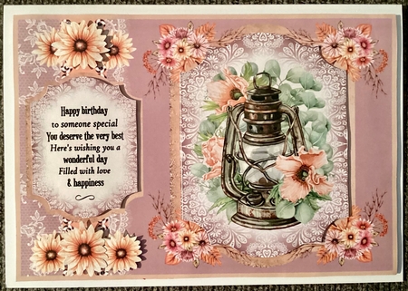 Floral lantern card front by Mary Lynn Cox