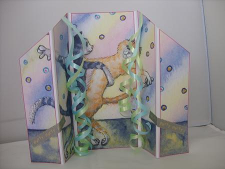Romantic Ballroom Dancing Cats Theatre Fold Card by Mary Mc Bride
