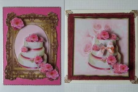 Wedding Cards Pink Roses and Gold Frames by Mary McDaid