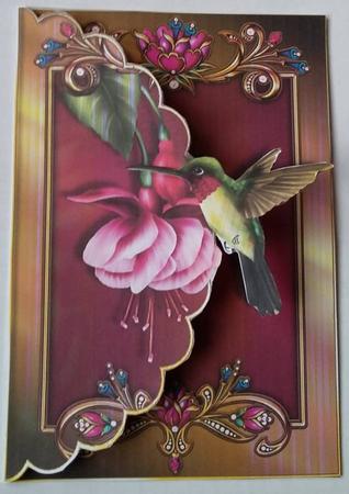 Hummimgbird and Fuschia Scalloped Edge Envelope Card by Mary McDaid