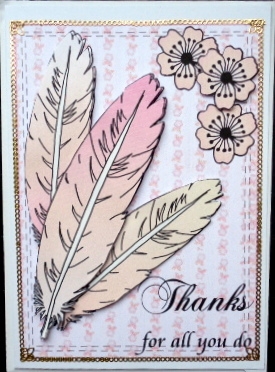 Feathers and Flowers Thank You by Mary Murphy