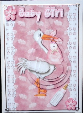 Stork Carrying Sweet Baby Girl, Teardrop Pyramids by Mary Murphy