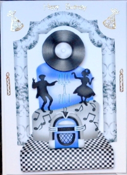 Rock N Roll Birthday Cake with Record, Silver and Blue by Mary Murphy