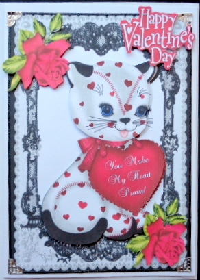 You Make My Heart Purrrrrrrrr! Cute Kitty with Roses by Mary Murphy