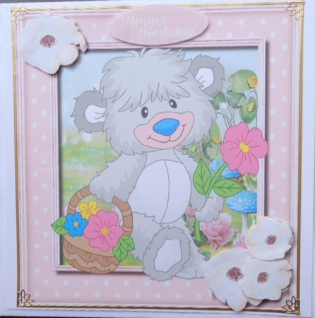 Eljie Bear with a Basket of Flowers  by Mary Murphy