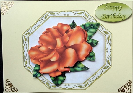 Pretty Ornate Plaque with Orange Rose and Butterfly by Mary Murphy