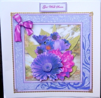 Purple Garden Flowers Square Card Front by Mary Murphy
