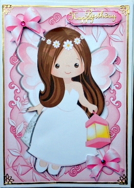 Cute Faerie with Lantern and Bows by Mary Murphy