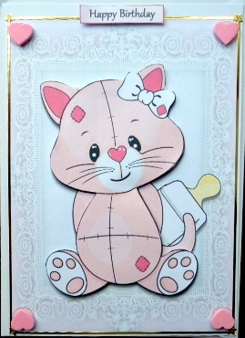 Pink Teddy Bear with Bottle by Mary Murphy