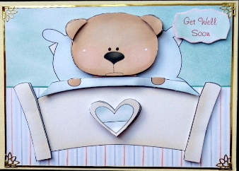 Get Well Soon Card with Teddy in Bed by Mary Murphy