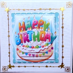 Lovely Tutti Fruity Birthday Cake with Candles Pyramids by Mary Murphy
