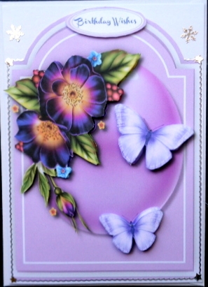 Lovely Lilac Shaped Card with Butterfly's by Mary Murphy