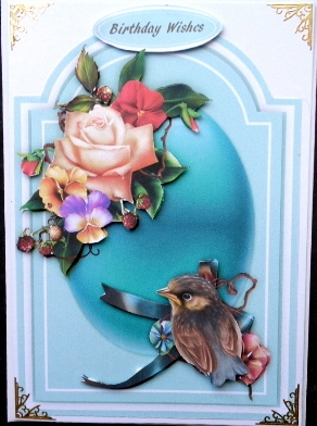 Lovely Aqua Shaped Card with Cute Bird  by Mary Murphy