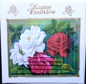 Pretty Red, White, & Pink Vintage Roses Pyramids by Mary Murphy