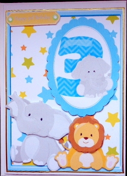Happy 3rd Birthday Elephant & Lion by Mary Murphy
