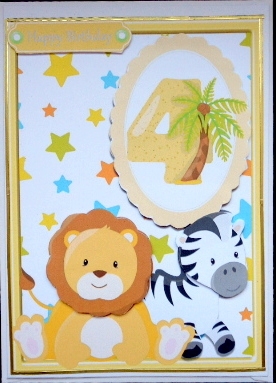 Happy 4th Birthday Lion & Zebra by Mary Murphy