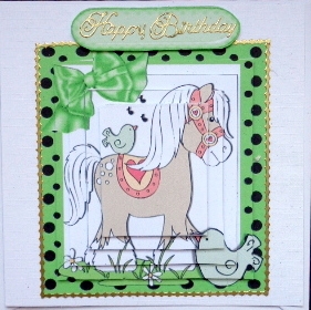 Cute Painted Horse with Birds in Polka Dot Frame Pyramids by Mary Murphy