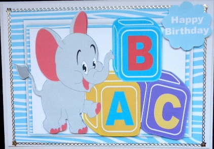 Ellies Birthday Blocks Blue  by Mary Murphy