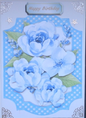 Lovely Blue Flowers in a Lattice Bracket  by Mary Murphy
