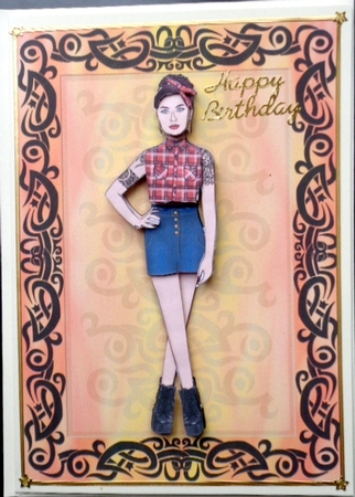 Cool Girl With Tattoos Decoupage Card Front by Mary Murphy