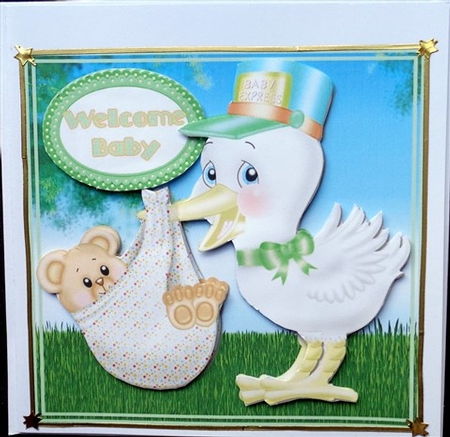 Welcome Baby - Stork With Baby by Mary Murphy