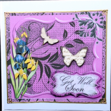 Iris and Butterflies Lavendar Square Topper Various Occasions by Mary Murphy