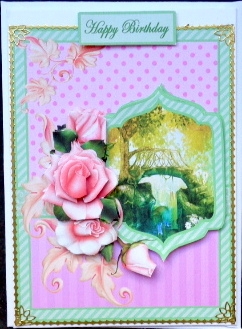 Woodland bridge with roses by Mary Murphy
