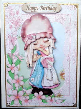 Cute Little Poppy in the Garden Card Front and Decoupage by Mary Murphy